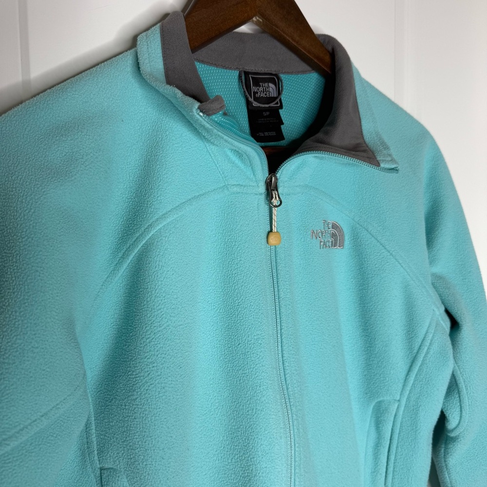 The North Face Fleece Jacket Womens Small Blue Full Zip w Zipped Pockets Logo